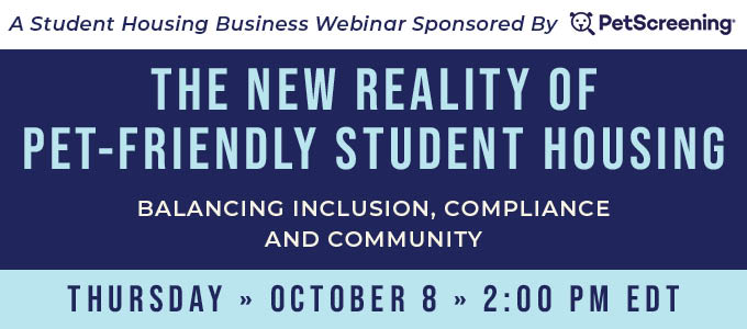Webinar: Pet-Friendly Student Housing, Oct. 8, 2026
